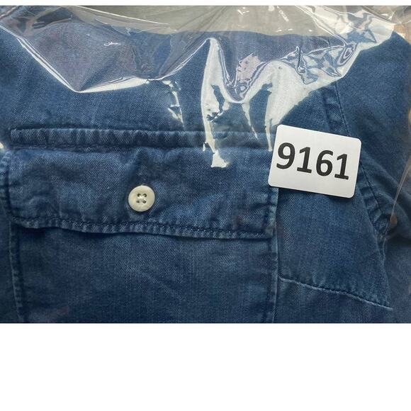 A New Day Womens XS Blue Chambray Half Button Front Long Sleeve Shirt - Picture 7 of 7